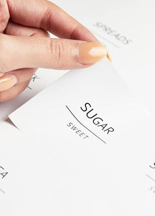 Talented Kitchen Pantry Labels for Containers - 144 Matte Vinyl Stickers, 2.5 x 2.5 in, Black on White, Water Resistant - Food Labels & Ingredient Stickers for Spice Jars & Baking Organization