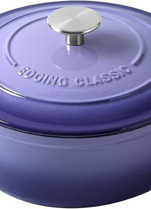 Enameled Cast Iron Duch Oven, 5.5 Quart Round Dutch Ovens Pot with Lid, Dual Handle for Bread Baking, Purple