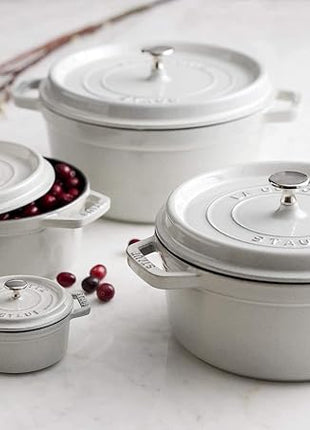 Staub Cast Iron 5.5-qt Round Cocotte - White Truffle, Made in France