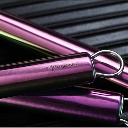 Berglander Rainbow Whisk Pack of 3 Stainless Steel 8",10",12", Titianium Plating Colorful Whisk for Cooking, Beater,Wire Whisk Set Kitchen Wisk (Rainbow)