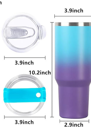 SYACOT 40 oz Tumbler with Handle and Straw Stainless Steel Insulated Tumbler Leak Proof Lid and Straw Lid Reusable Travel Mug Coffee Mug Cup Dishwasher Safe Keep Drinks Cold and Hot (Amethyst)