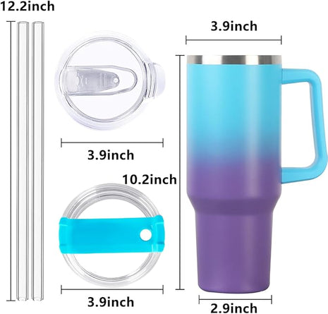 SYACOT 40 oz Tumbler with Handle and Straw Stainless Steel Insulated Tumbler Leak Proof Lid and Straw Lid Reusable Travel Mug Coffee Mug Cup Dishwasher Safe Keep Drinks Cold and Hot (Amethyst)