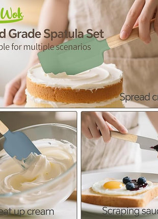 Silicone Spatula Set, Food Grade Rubber Spatula-4 Piece Nonstick Rubber Spatulas, Spoonula, Jar Scraper for Cooking, Baking, Mixing, Frosting - Heat Resistant Up to 600°F (Spatulas-Colorful)