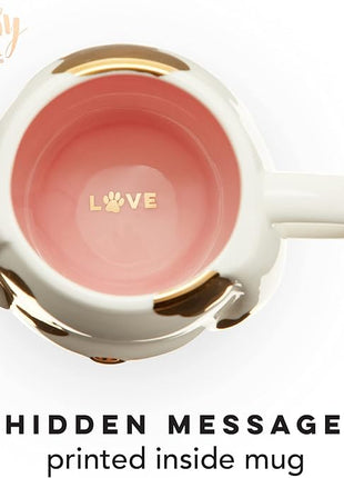 Pinky Up Penny Dog Mug, Ceramic Tea Mug, Tea Tumbler Cup, Dog Lover Gifts, Puppy Inspired Tea Cup, Gold Accents, 16oz