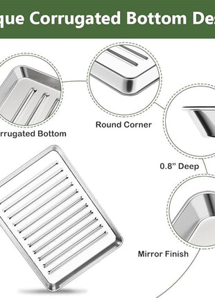 ROTTAY Small Baking Sheet Pan with Wire Rack Set [2 Pans + 2 Racks], 1/8 Stainless Steel Cookie Sheets for Oven, Warp Resistant & Heavy Duty & Rust Free, Size 9 x 7 x 1 Inches