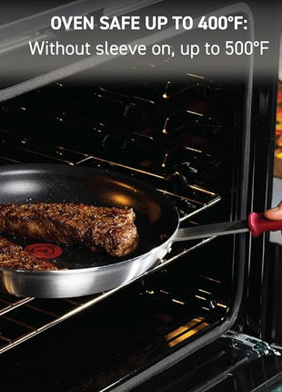 T-fal Professional VX3 Brushed Nonstick Fry Pan with Stainless Steel Handle 8.5Inch, Oven Broiler Safe 400F, Cookware, Pots and Pans, Skillet, Restaurant & Business Grade, Certified NSF and CBA, Black