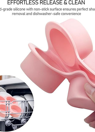 HUIKANGSHENG 2 Pack Air Fryer Egg Bite Molds, 4-Cup Silicone Mini Round Muffin Pans for Oven, Air Fryer & Pot, Reusable Non-Stick Baking Molds (Pink)