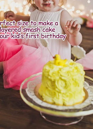 E-far 4 Inch Small Cake Pan Set of 6, Stainless Steel Mini Round Smash Cake Baking Pans Tins, Non-Toxic & Healthy, Mirror Finish & Dishwasher Safe