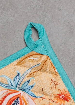 Maison d' Hermine Pot Holders 100% Cotton Heat Resistant Potholders 8" x 8" Hot Pads with Loop BBQ, Cooking, Baking, Grilling, Kitchen, Handling Hot Pans Spring/Summer (Pack of 1, Luxury Loft – Peach)