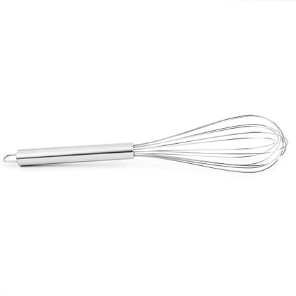 Fox Run 5825 Stainless Steel with Solid Handle Whisk, 12-Inch, Silver