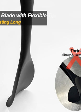 Upgrade Silicone Spatula Spoon Set,VOVOLY Heat Resistant Rubber Spoonula, Seamless Non-Stick Flexible Scrapers for Baking Mixing Tool,3 Pack, Black