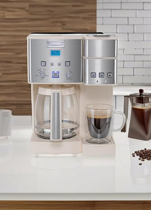 Cuisinart Single Serve + 12 Cup Coffee Maker, Offers 3-Sizes: 6-Ounces, 8-Ounces and 10-Ounces, Cream, SS-15P1CRM