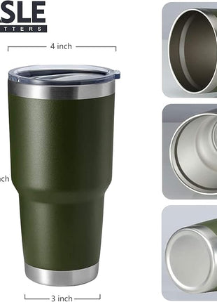 HASLE OUTFITTERS 30oz Stainless Steel Tumbler, Double Wall Vacuum Insulated Travel Mug Tumbler, Durable Insulated Coffee Mug, Gift Box Set (Amey Green, 8)