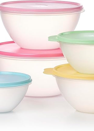 Tupperware Heritage Wonderlier 10 Piece Food Storage Bowl Set in Vintage Colors- Dishwasher Safe & BPA Free - (5 Containers + 5 Lids)