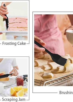 TeamFar Silicone Spatula, 7 PCS Rubber Spatulas Heat Resistant Kitchen Utensils Set for Baking Cooking Mixing, Fit Nonstick Cookware, Healthy & Non Toxic, Sturdy & One Piece, Dishwasher Safe - Black