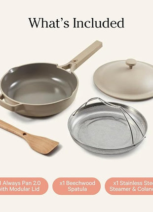 Our Place Always Pan 2.0-10.5” (2.6 Qt) Nonstick, Toxin-Free Ceramic Cookware | Patented 10-in-1 Aluminum Frying & Sauté Pan | Safe for Oven, Induction & All Cooktops up to 450°F | Steam