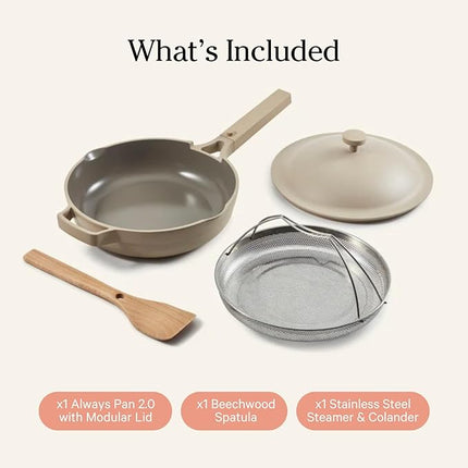 Our Place Always Pan 2.0-10.5” (2.6 Qt) Nonstick, Toxin-Free Ceramic Cookware | Patented 10-in-1 Aluminum Frying & Sauté Pan | Safe for Oven, Induction & All Cooktops up to 450°F | Steam