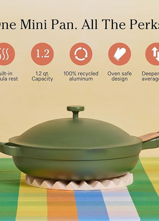 Our Place Mini Always Pan 2.0-8.5” (1.2 Qt) Nonstick, Toxin-Free Ceramic Cookware | Patented 10-in-1 Aluminum Frying & Sauté Pan | Safe for Oven, Induction & All Cooktops up to 450°F | Sage