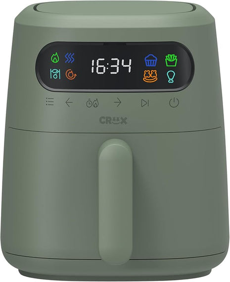 CRUX x Marshmello 3.0 QT Digital Air Fryer with TurboCrisp Technology, Touch Screen Temperature Control, Timer and Auto Shut-off, Fully Programmable, Silicone Cupcake Molds Included, Olive