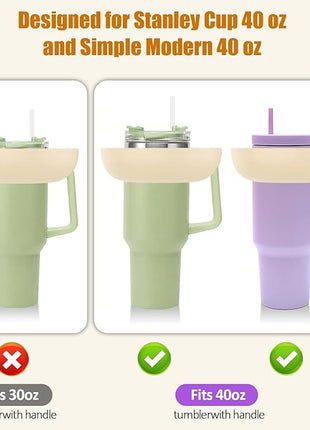 Snack Bowl for Stanley Cup 40 oz with Handle-Perfectly Compatible with Stanley Quencher H2.0 Tumbler 40 oz with Handle, Reusable Silicone Snack Tray, Stanley cup accessories (Cream Snack Bowl)