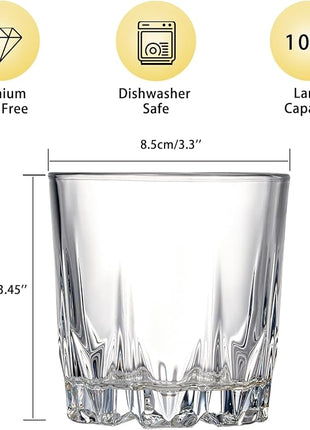 GLASKEY Whiskey Glasses Set of 4,Lead-Free Crystal Old Fashioned Glass,Scotch Glass Tumblers for Drinking Bourbon,Cognac,Irish Whisky,Whisky Glass Gift Set for Men,Dad,Brother-10oz