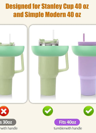 Snack Bowl for Stanley Cup 40 oz with Handle-Perfectly Compatible with Stanley Quencher H2.0 Tumbler 40 oz with Handle, Reusable Silicone Snack Tray, Stanley cup accessories (teal Snack Bowl)