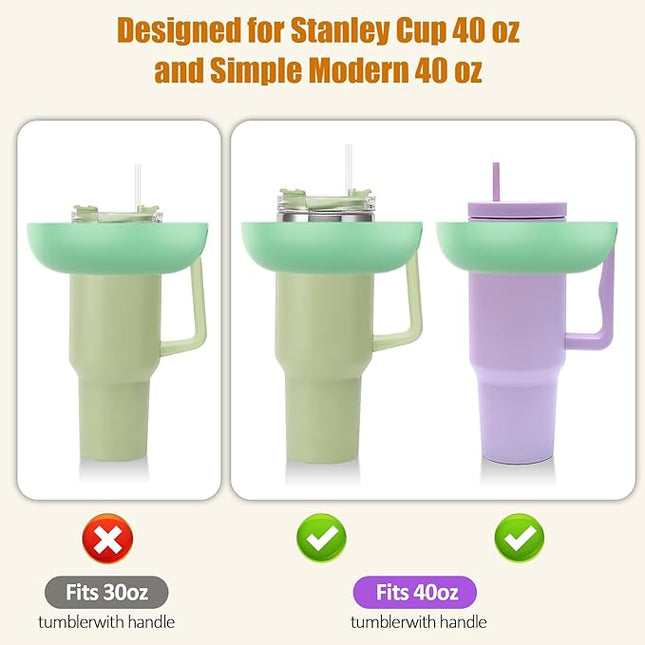 Snack Bowl for Stanley Cup 40 oz with Handle-Perfectly Compatible with Stanley Quencher H2.0 Tumbler 40 oz with Handle, Reusable Silicone Snack Tray, Stanley cup accessories (teal Snack Bowl)