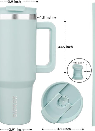 BJPKPK 40 oz Insulated Tumbler With Lid And Straw Stainless Steel Tumblers Cup With Handle For Women And Men,Blue Haze