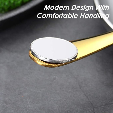 Set of 12, Gold Plated Stainless Steel Dinner Forks and Spoons, findTop Heavy-duty Forks (8 Inch) and Spoons (7 Inch) Cutlery Set- Gold