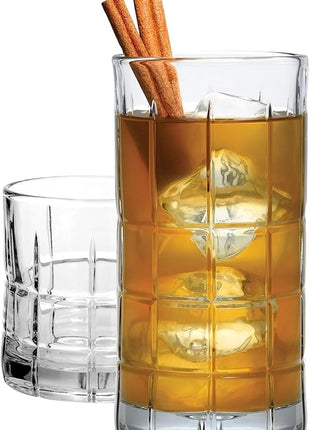 Anchor Hocking Manchester Drinking Glasses Set 16 Piece Set (8 Rocks Glasses & 8 Tumbler Glasses)