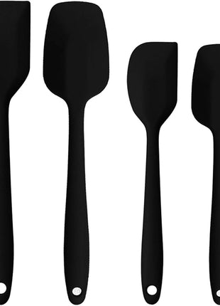 Silicone Spatulas Set, Rubber Spoon Spatula Heat Resistant Spoonula One Piece Design Seamless Spatula Non-Stick Scrapers Baking Mixing Tool (Black Set)
