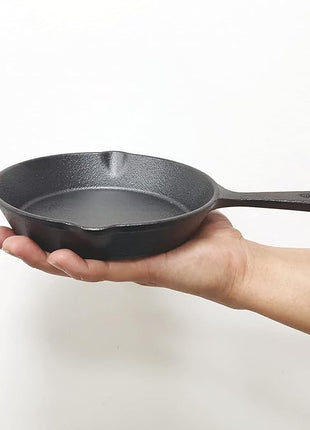 6 Inch Cast Iron Skillet, Frying Pan with Drip-Spouts, Pre-seasoned Oven Safe Cookware, Camping Indoor and Outdoor Cooking, Grill Safe, Restaurant Chef Quality