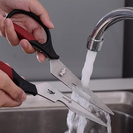 Poultry Shears Set - Heavy Duty Utility Kitchen Scissors for Cutting Chicken, Meat, Poultry, Turkey, Food - Black and Red