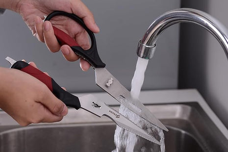 Poultry Shears Set - Heavy Duty Utility Kitchen Scissors for Cutting Chicken, Meat, Poultry, Turkey, Food - Black and Red