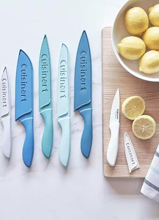 Cuisinart 12-Piece Kitchen Knife Set, Advantage Color Collection with Blade Guards, (Nautical)