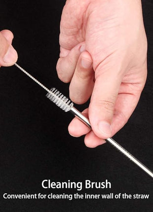 [24 PCS] Extra Long 10.4 inch Value Pack Reusable Stainless Steel Straws Combinations, Tomorotec Metal Straw Sets with Cleaning Brushes, 12 Straight 12 Bent For Tumblers Beverage Drinks Cocktail