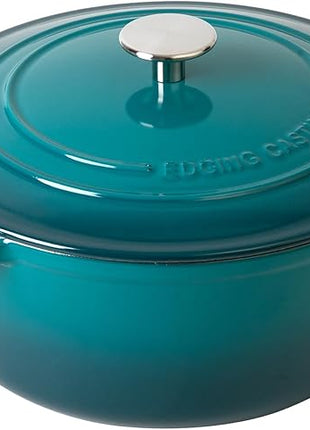 Dutch Ovens with Lid, Enameled Cast Iron Covered 5.5 Quart Dutch Oven with Dual Handle, Darkcyan