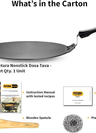Hawkins Futura Nonstick Dosa Tava, Diameter 33 cm (13 inch), Thickness 4.88 mm (Black) NDT33