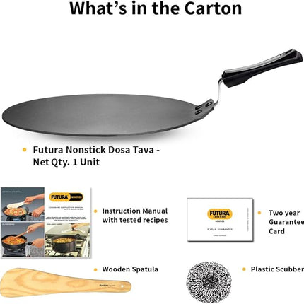 Hawkins Futura Nonstick Dosa Tava, Diameter 33 cm (13 inch), Thickness 4.88 mm (Black) NDT33
