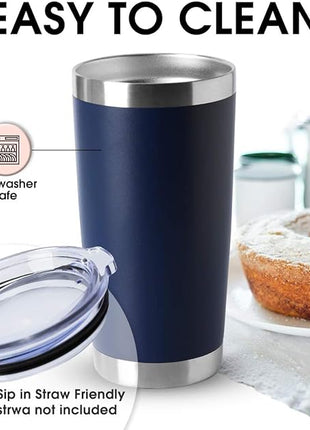 HASLE OUTFITTERS 20oz Tumblers Stainless Steel Mugs with Lid Double Wall Vacuum Insulated Coffee Cups for Cold & Hot Drinks (20oz-Navy, 12 Pack)