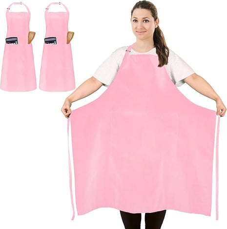 2 Pcs Plus Size Chef Apron, Unisex Professional Apron with 2 Pockets for Cooking, Work, Baking (Larger Size)