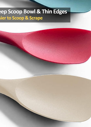 Upgrade Silicone Spatula Spoon Set,VOVOLY Heat Resistant Rubber Spoonula, Seamless Non-Stick Flexible Scrapers for Baking Mixing Tool,3 Pack, Kahki