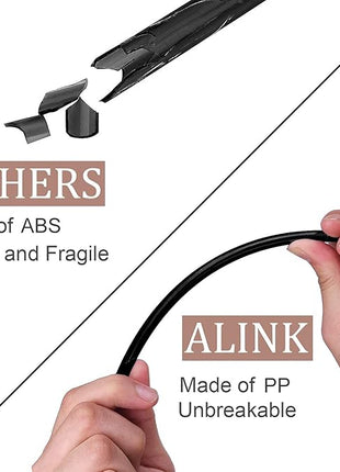 ALINK 12-Pack Reusable Black Straws, 10.5" Long Hard Plastic Tumbler Replacement Straws for 16 OZ 20 OZ 30 OZ Stanley, YETI, Mason Jar, Starbucks Tumblers, Set of 10 with Cleaning Brush