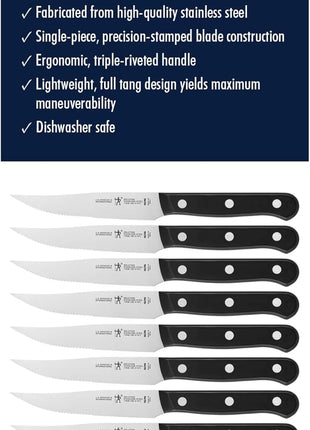 HENCKELS Solution Razor-Sharp Steak Knife Set of 8, German Engineered Informed by 100+ Years of Mastery,Black