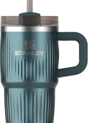 STANLEY Quencher H2.0 Tumbler with Handle and Straw 20 oz | Flowstate 3-Position Lid | Cup Holder Compatible for Travel | Insulated Stainless Steel Cup | BPA-Free | Fluted Marina Shine