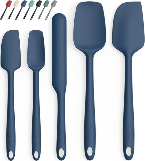 Coukre Silicone Spatula Set of 5,High Temperature Resistant, Food Grade Silicone, Dishwasher Safe, for Baking, Cooking (Pure Dark Blue)