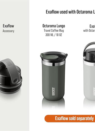 WACACO Octaroma Lungo Vacuum Insulated Coffee Mug, Double-wall Stainless Steel Travel Tumbler With Drinking Lid, 10 fl oz(300ml)， Dim Grey
