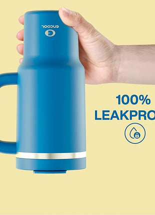 32 oz Tumbler with Handle and Straw: Stainless Steel Insulated Tumbler Keeps Cold for 24 Hours, Leakproof Travel Cup Fits in Cup Holder and BPA-Free,Celtic Blue