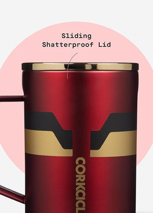 Corkcicle Classic Coffee Mug - Triple Insulated Stainless Steel for Travel - Shatter-Proof Lid - Keeps Drink Hot Over 3 Hours - Holiday Mug Gift - Great for Gifting Warmth - 16 oz - Iron Man