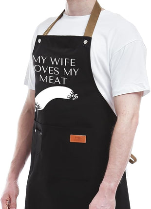 REHAVE Funny Gifts for Men Apron - Dad Gifts - Husband Gift from Wife - Father's Day, Birthday Naughty Gift for Men, Male Friends, Boyfriend, Guy, Chef, Him, Coworker - BBQ Cooking Grilling Aprons